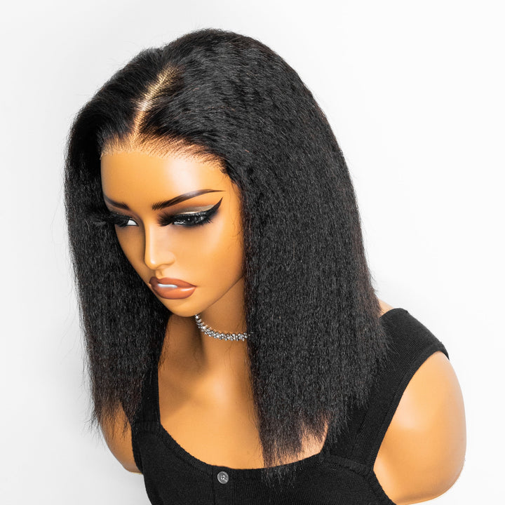 FlexCap Wear & Go Kinky Straight 7x5 Pre-Everything & Transparent Lace Flexi-Fit Invisi Drawstring Cap Glueless Wig