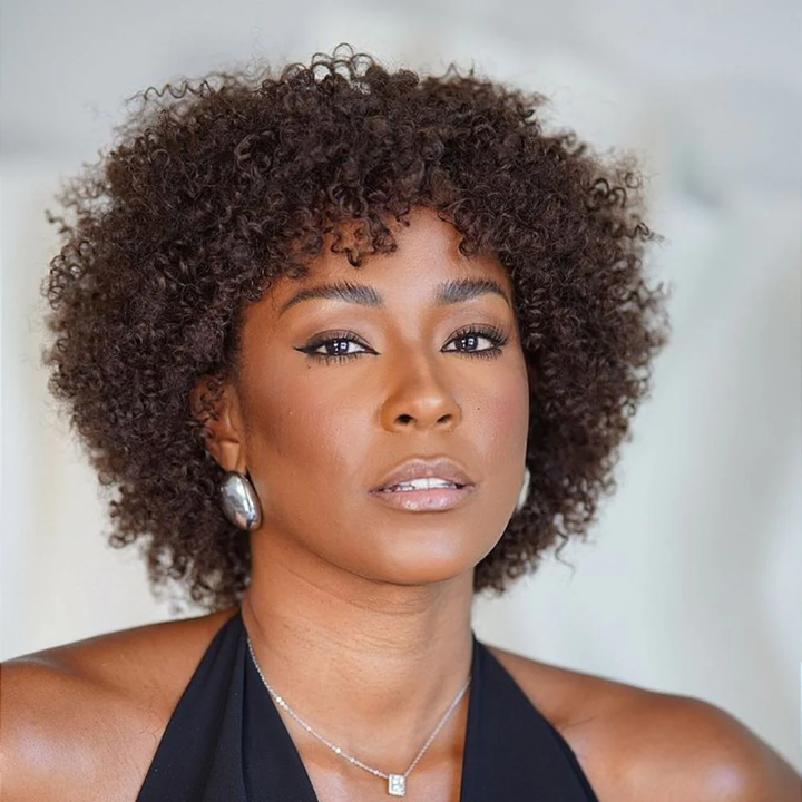 Perruque longue bouclée crépue sans colle sans dentelle 100 % cheveux humains