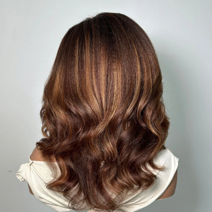4x4 Lace Ombre Golden Brown Blowout Wig with Kinky Edges