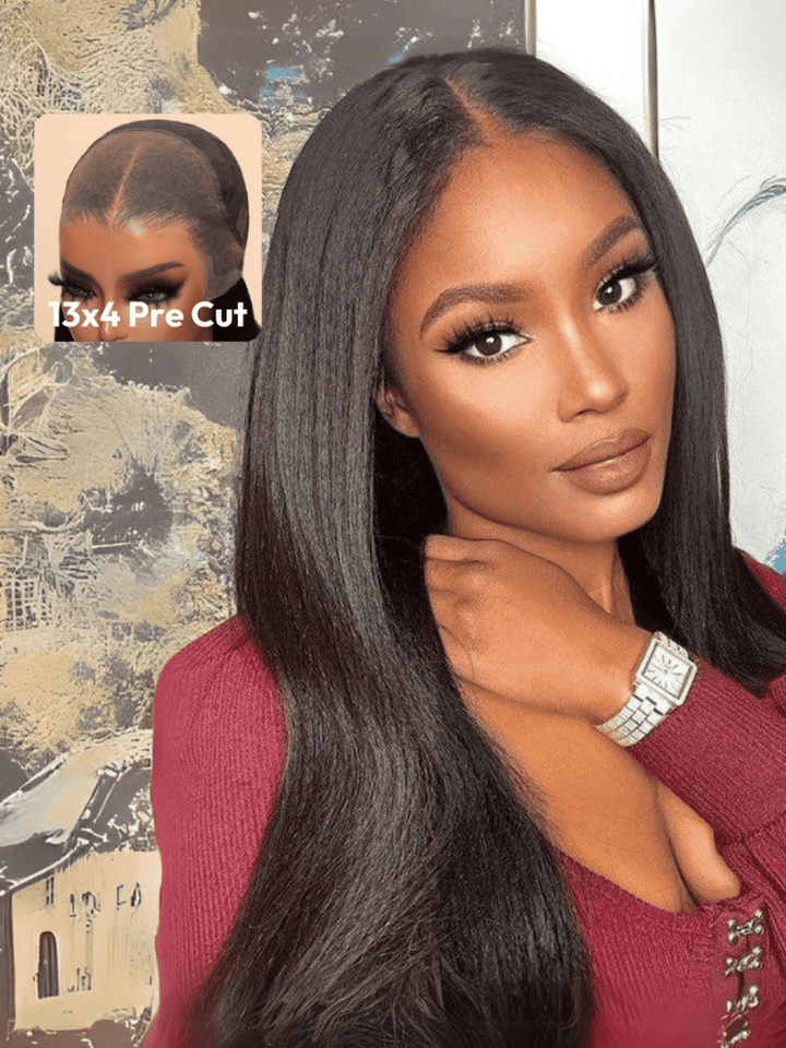 13x4 Pre-Max Pre-Cut Transparent/HD Lace Front Yaki Straight Pre-Everything Wig TianaHair