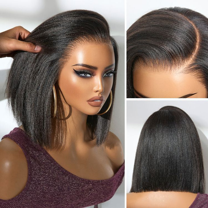 FlexCap Wear & Go Yaki Straight 7x5 Pre-Everything & Transparent Lace Flexi-Fit Invisi Drawstring Cap Glueless Wig