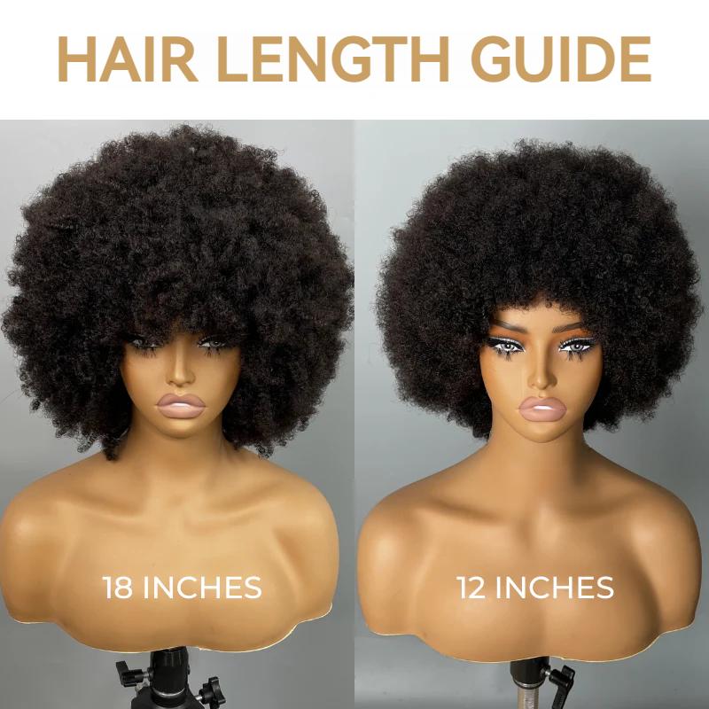 Perruque longue bouclée crépue sans colle sans dentelle 100 % cheveux humains