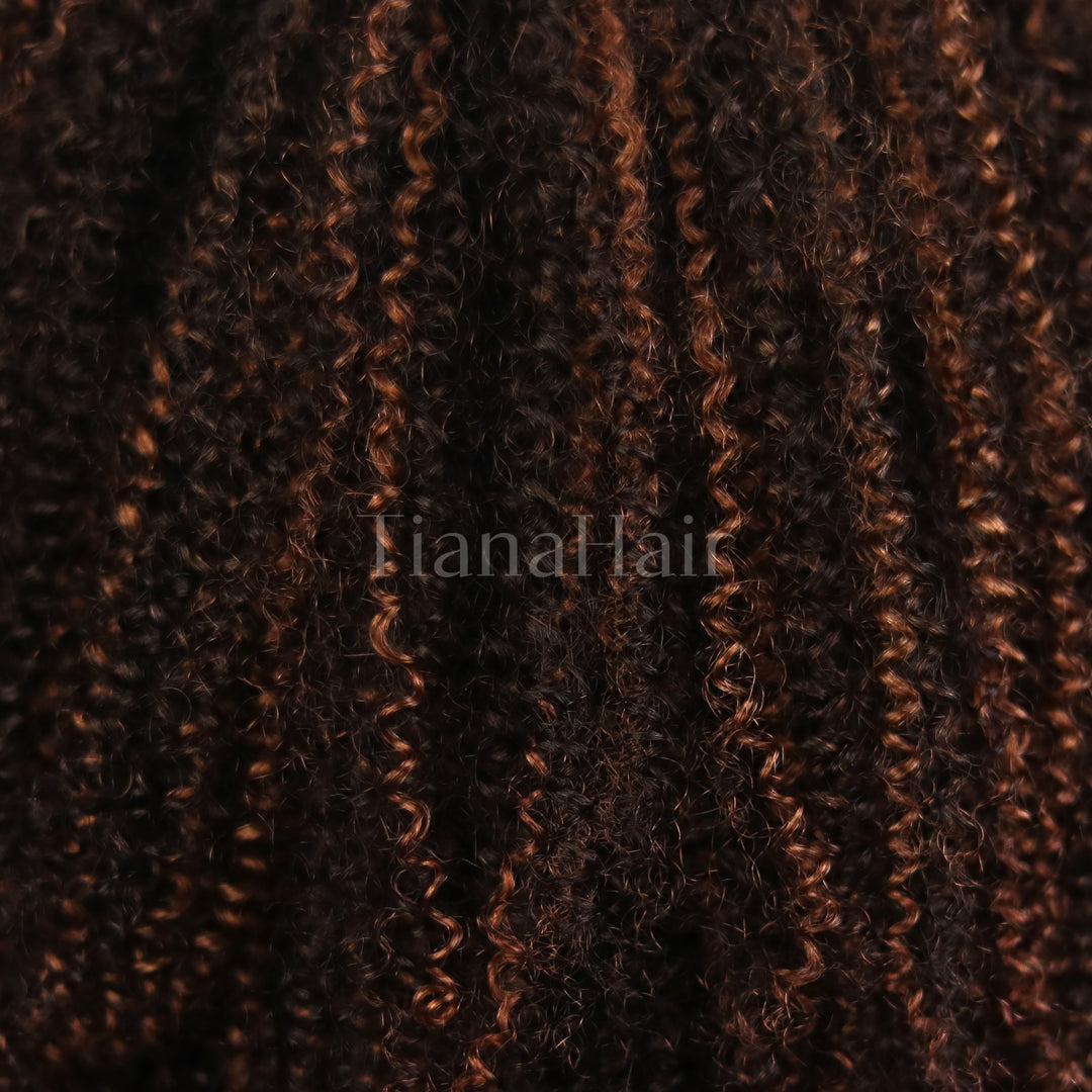 Afro Kinky Curly Ombre Mocha Highlights 4x4/7x5 Lace Pre-Everyhthing & Transparent Lace Wear Go Glueless Wig