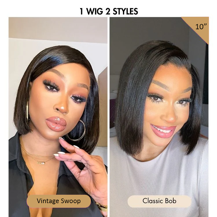 Swoop Bangs Left C Part Silky Straight Glueless 7x5 Closure Lace Glueless Wig