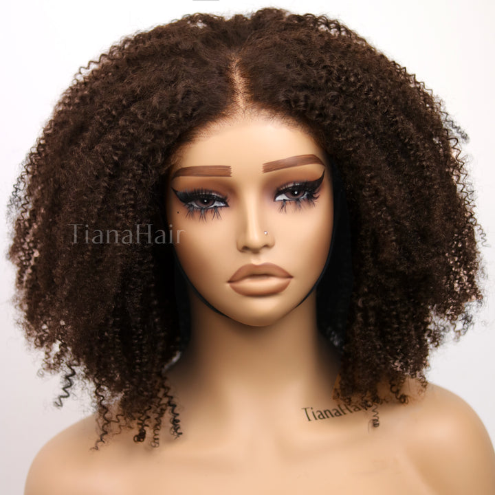 Afro Kinky Curly Chocolate 7x5 Pre-Everyhthing & Transparent Lace Wear Go Glueless Wig