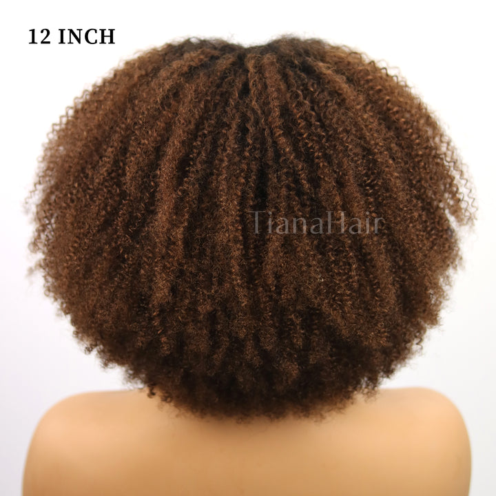 FlexCap Wear & Go Ombre Chocolate Afro Kinky Curly 7x5 Pre-Everything & Transparent Lace Flexi-Fit Invisi Drawstring Cap Glueless Wig