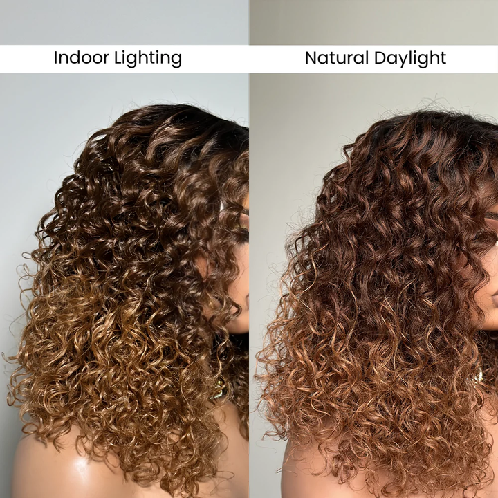 Perruque Afro Kinky Curly 6x4 pré-assemblée et transparente en dentelle sans colle