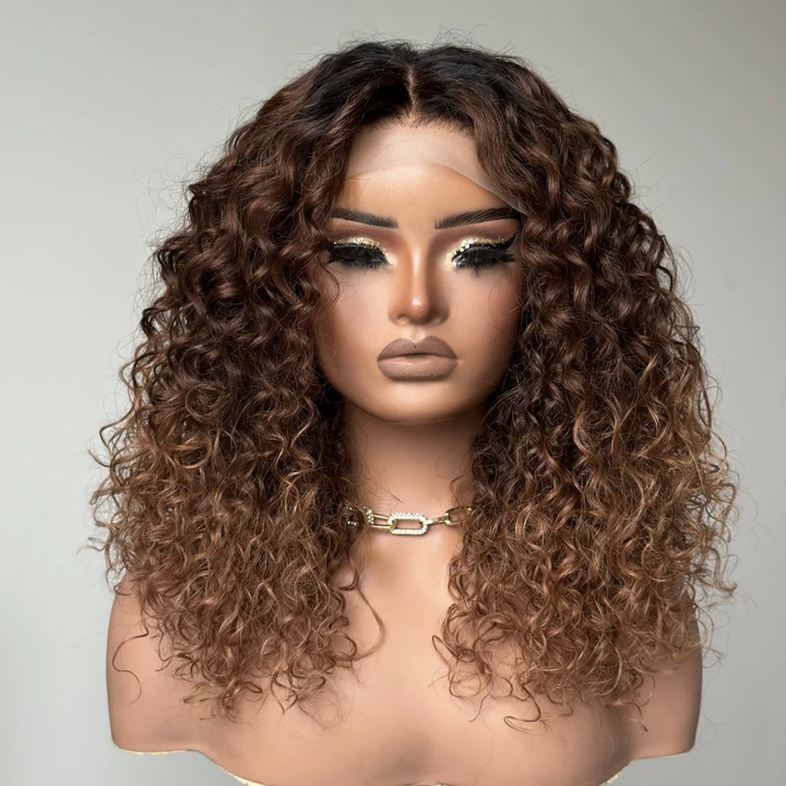Perruque Afro Kinky Curly 6x4 pré-assemblée et transparente en dentelle sans colle