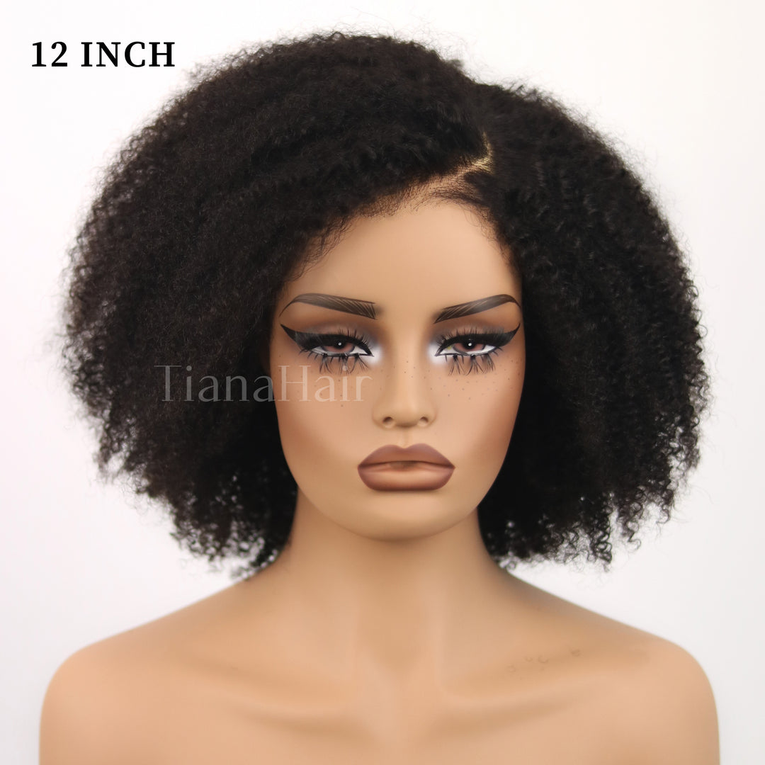 Afro Kinky Curly Black/Ombre Coffee Highlights 4x4 Pre-Everyhthing & Transparent Lace Wear Go Glueless Wig