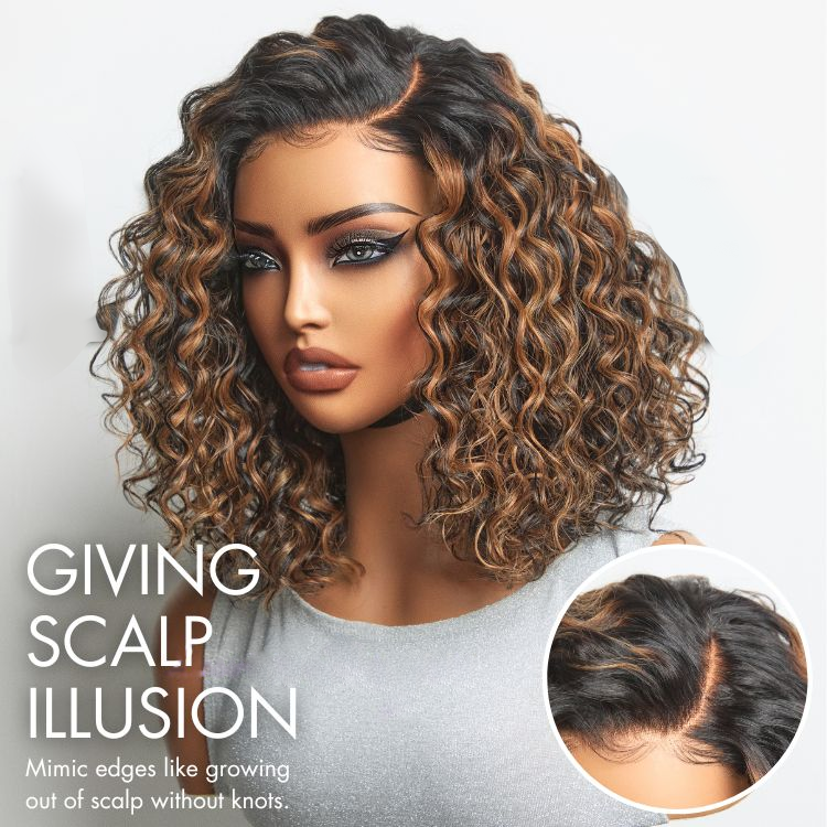 7x5 Lace Brown Highlight Deep Wave Glueless Curly Wig