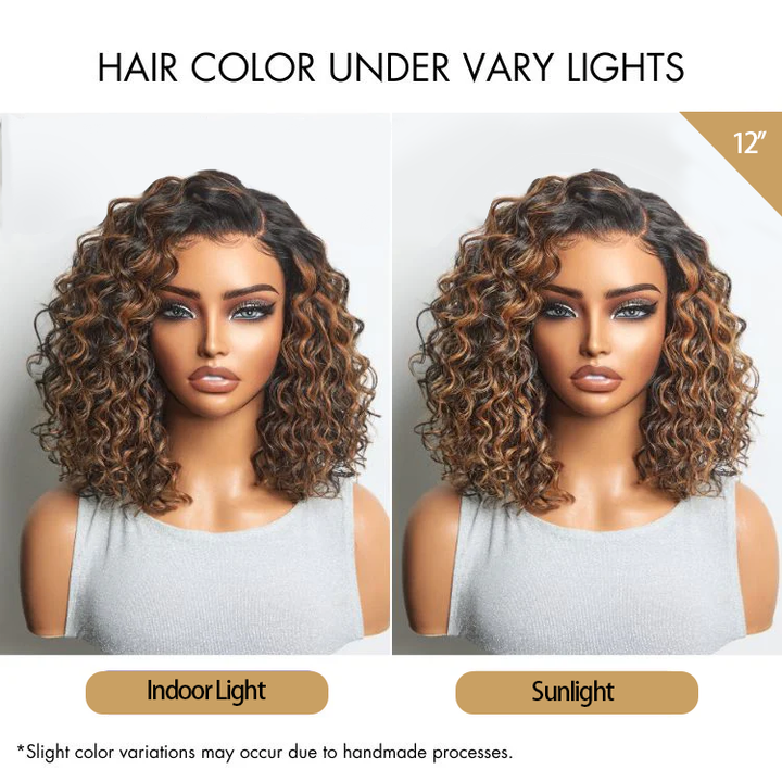 7x5 Lace Brown Highlight Deep Wave Glueless Curly Wig