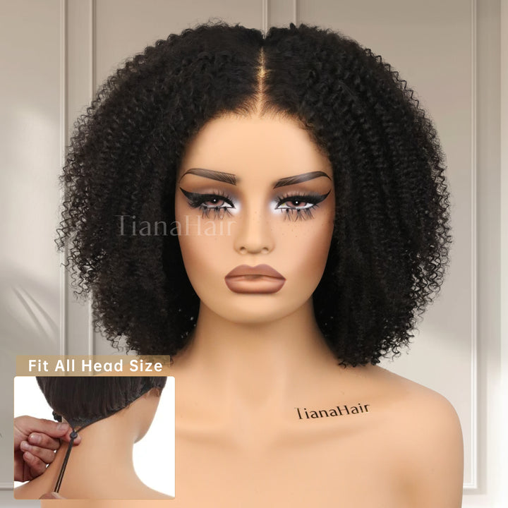 FlexCap Wear & Go Afro Kinky Curly 7x5 Pre-Everything & Transparent Lace Flexi-Fit Invisi Drawstring Cap Glueless Wig