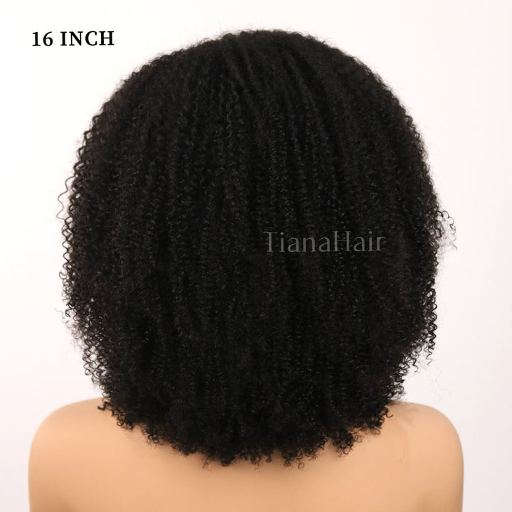 Afro Kinky Curly Black/Ombre Coffee Highlights 4x4 Pre-Everyhthing & Transparent Lace Wear Go Glueless Wig