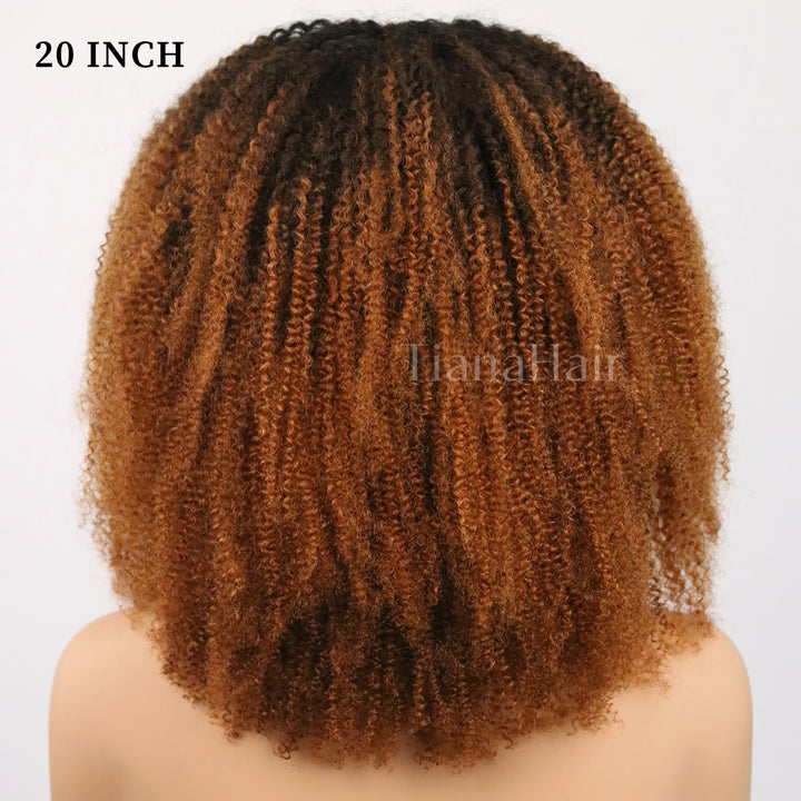 Afro Kinky Curly Ombre Brown 4x4/7x5 Pre-Everyhthing & Transparent Lace Wear Go Glueless Wig