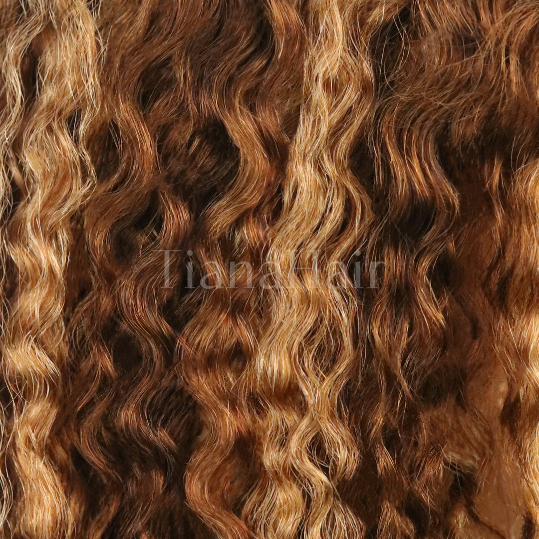 Kinky Curly Honey Blonde Highlight 7x5 Pre-Everyhthing & Transparent Lace Wear Go Glueless Wig