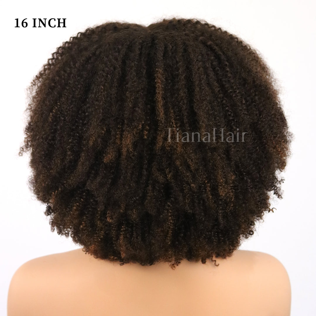 4x4/7x5 Lace Chocolate Highlights Layered Cut Afro Kinky Curly Pre-Everyhthing Wear Go Glueless Wig