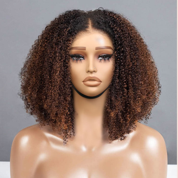 4x4/7x5 Lace Cocoa Spice Layered Cut Afro Curly Pre-Everything Glueless Wig