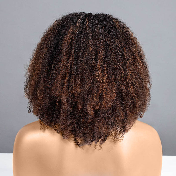 4x4/7x5 Lace Cocoa Spice Layered Cut Afro Curly Pre-Everything Glueless Wig