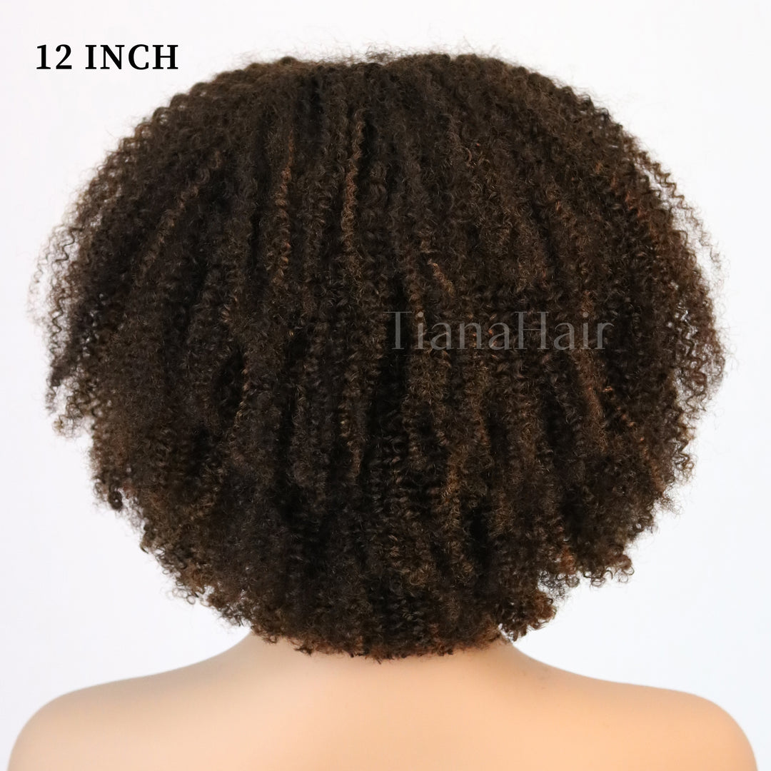 4x4 Lace Afro Curly Brown Sugar Layers Pre-Everyhthing Wear Go Glueless Bob Wig