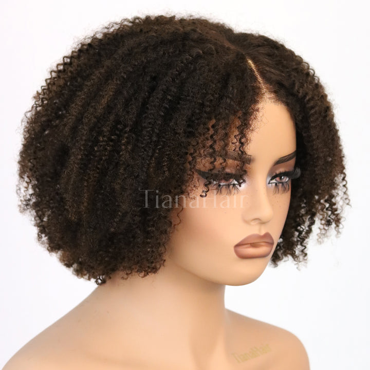 4x4 Lace Afro Curly Brown Sugar Layers Pre-Everyhthing Wear Go Glueless Bob Wig