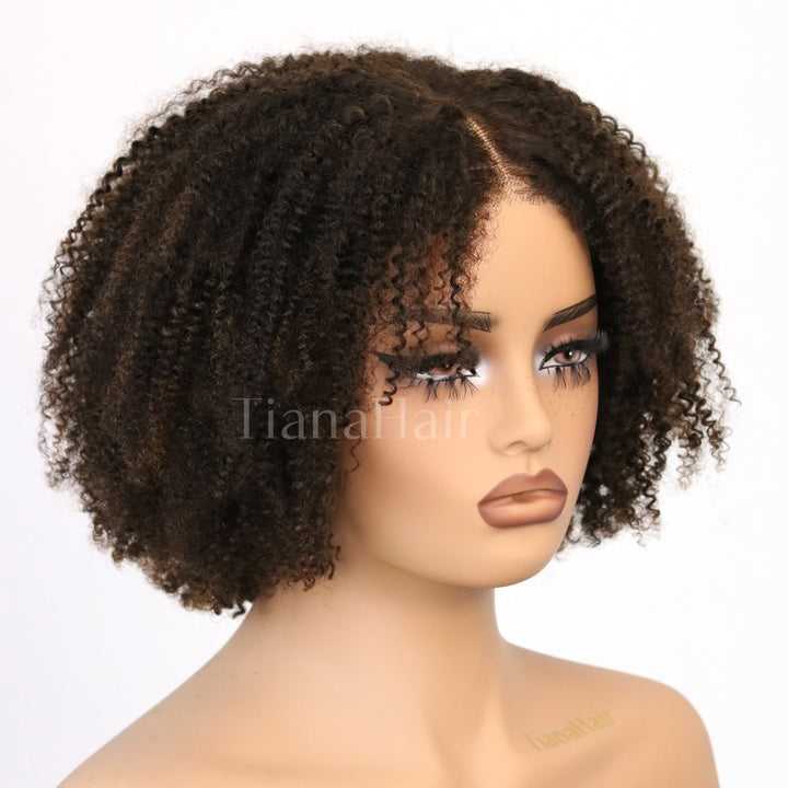 4x4 Lace Afro Curly Brown Sugar Layers Pre-Everyhthing Wear Go Glueless Bob Wig