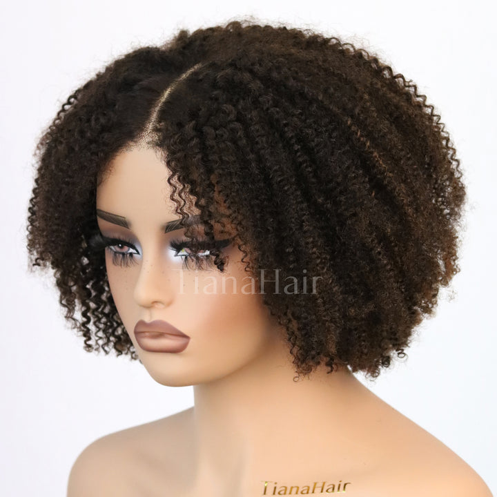 4x4 Lace Afro Curly Brown Sugar Layers Pre-Everyhthing Wear Go Glueless Bob Wig