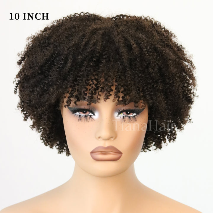 Perruque longue bouclée crépue sans colle sans dentelle 100 % cheveux humains