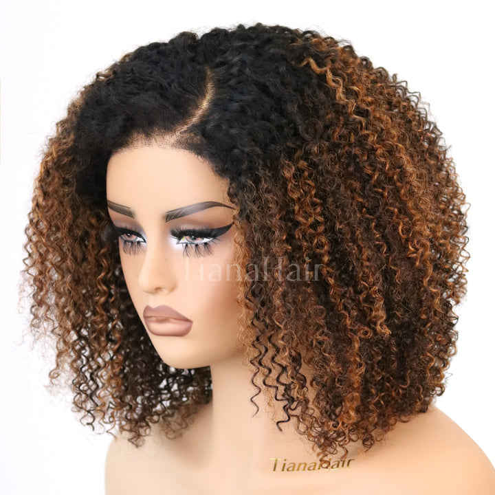 4x4/7x5 Lace Cocoa Breeze C Part Afro Curly Pre-Everything Glueless Wig