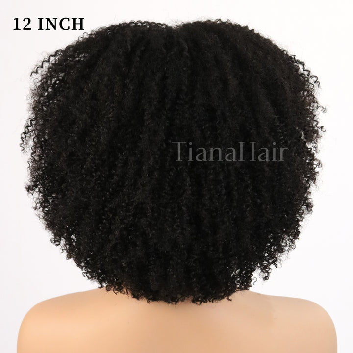 Kinky Curly Glueless No Lace Stirnband Lange Perücke 100 % Echthaar