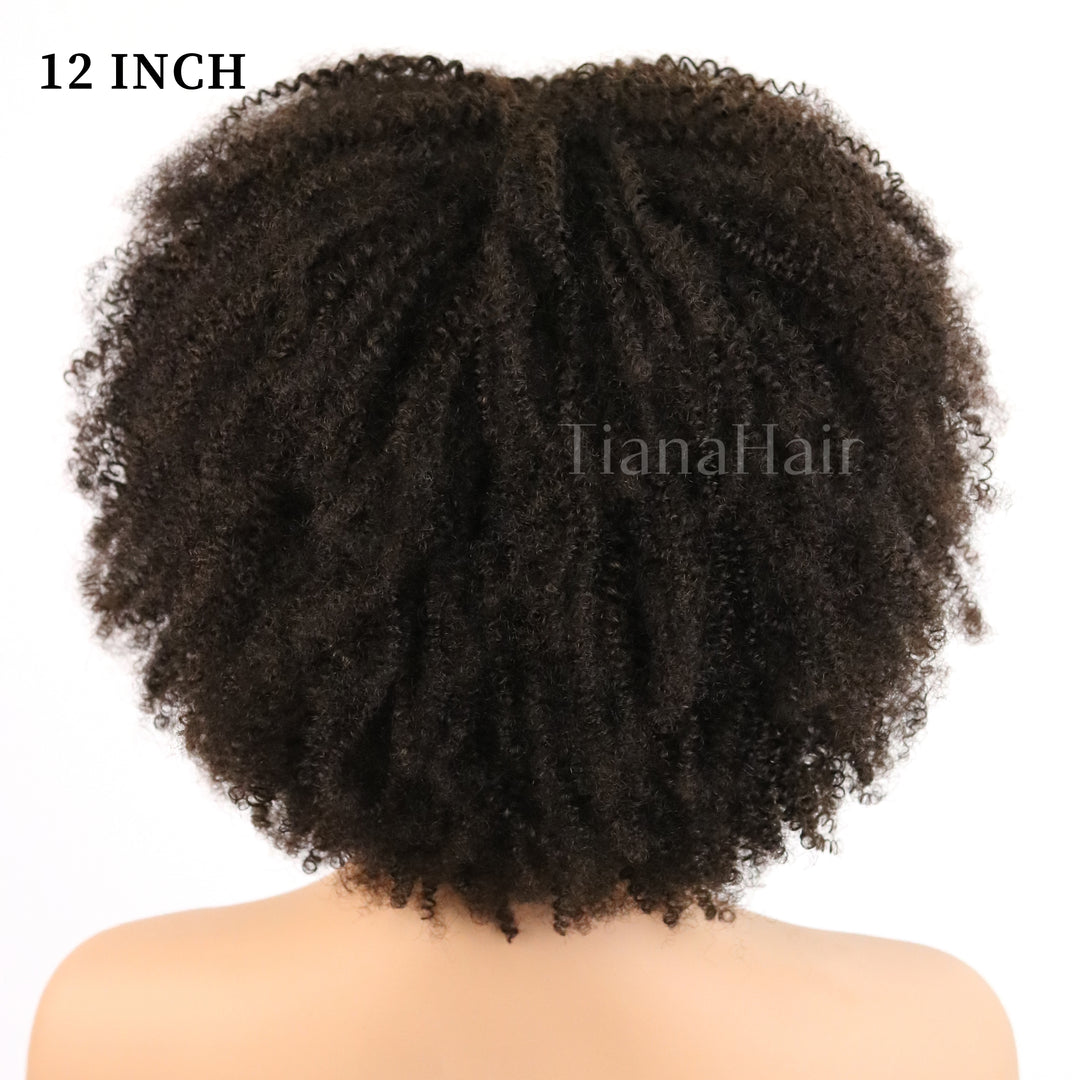 Perruque longue bouclée crépue sans colle sans dentelle 100 % cheveux humains