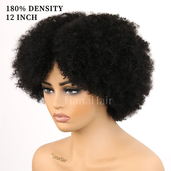 Perruque longue bouclée crépue sans colle sans dentelle 100 % cheveux humains