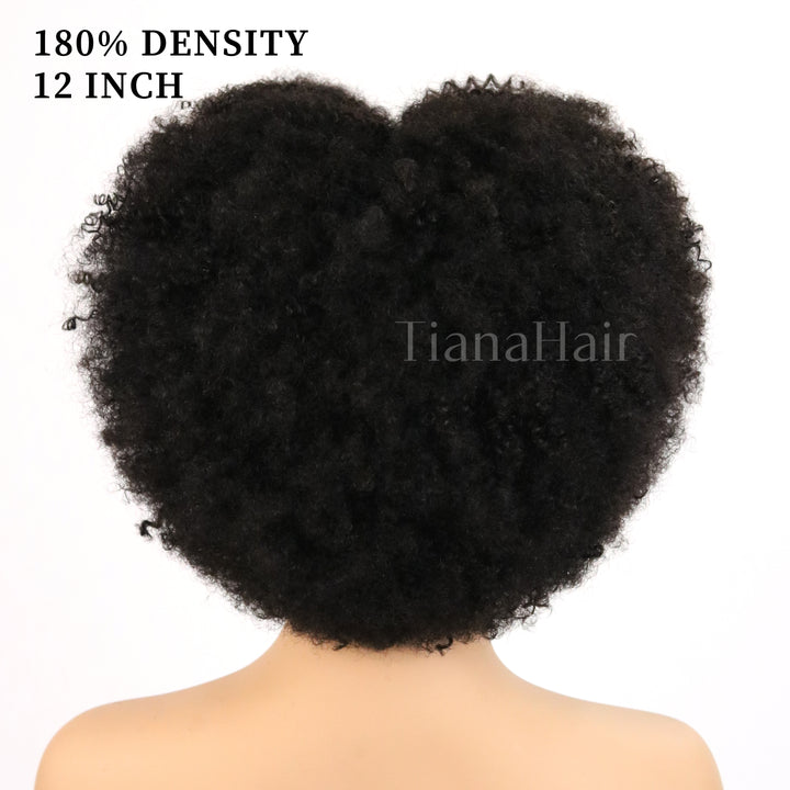 Perruque longue bouclée crépue sans colle sans dentelle 100 % cheveux humains