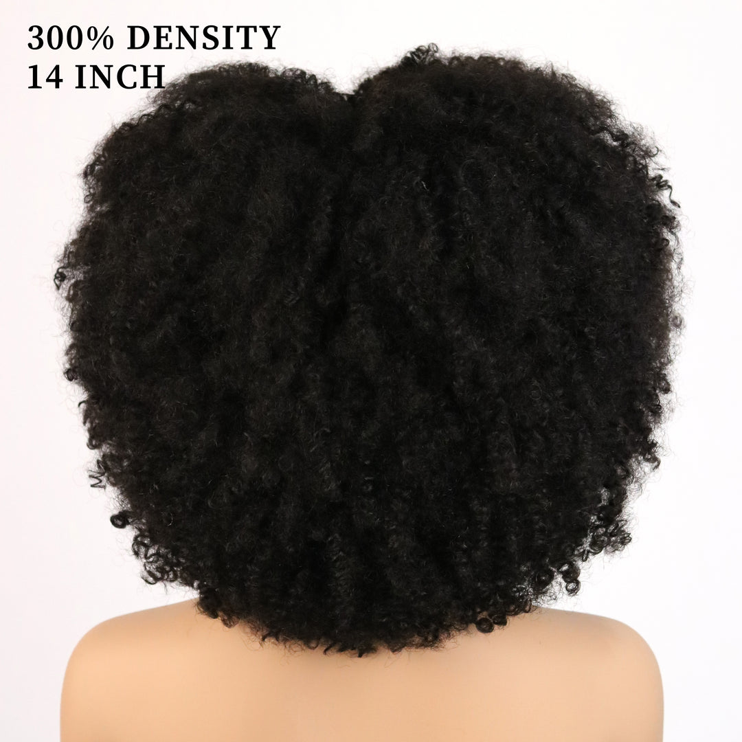 Perruque longue bouclée crépue sans colle sans dentelle 100 % cheveux humains