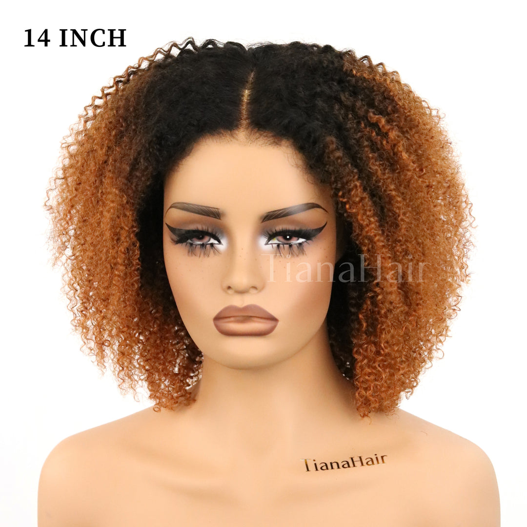 Afro Kinky Curly Ombre Brown 4x4/7x5 Pre-Everyhthing & Transparent Lace Wear Go Glueless Wig