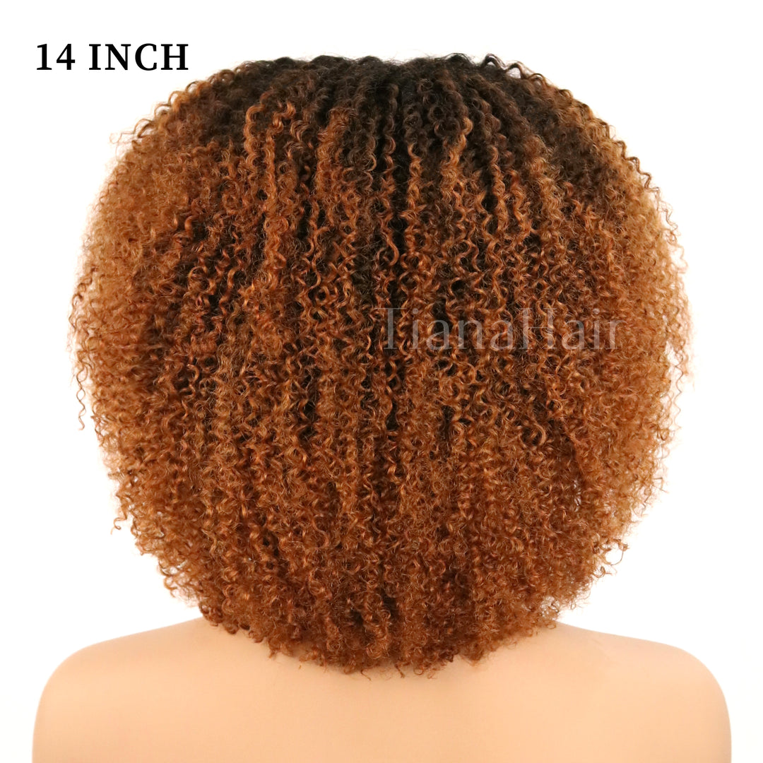 Afro Kinky Curly Ombre Brown 4x4/7x5 Pre-Everyhthing & Transparent Lace Wear Go Glueless Wig