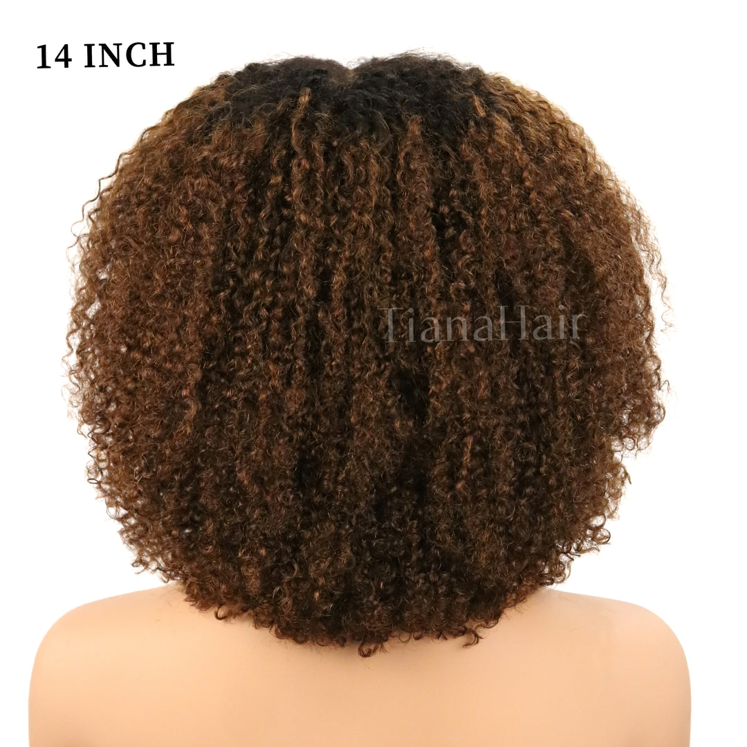 4x4/7x5 Lace Caramel Pop Afro Curly Wig with Bangs Pre-Everything Wear Go Glueless Wig