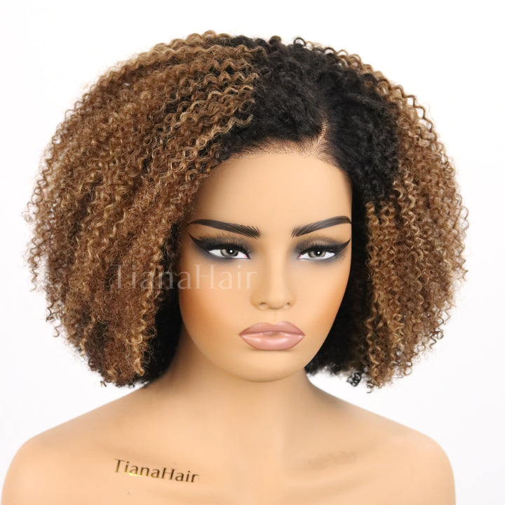 4x4/7x5 Cinnamon Pop Glueless Afro Curly C Part Wig Pre-Everyhthing Wear Go Glueless Wig