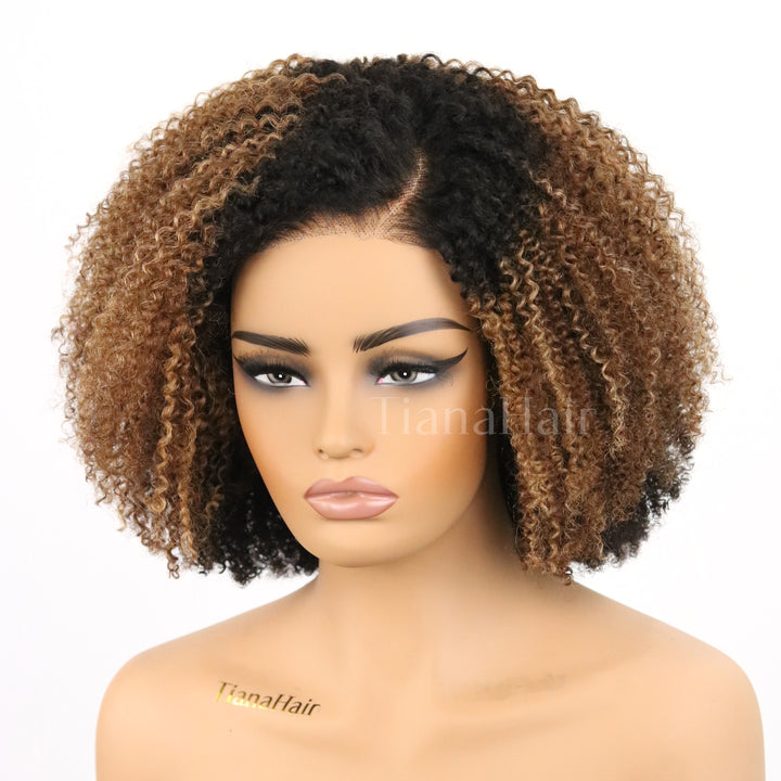 4x4/7x5 Cinnamon Pop Glueless Afro Curly C Part Wig Pre-Everyhthing Wear Go Glueless Wig
