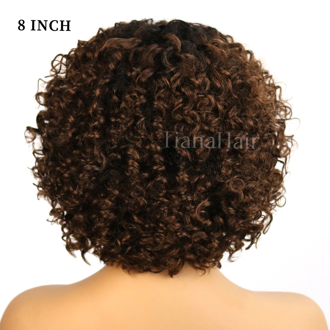 Natural & Effortless Ombre Brown Short Pixie Curly Wig