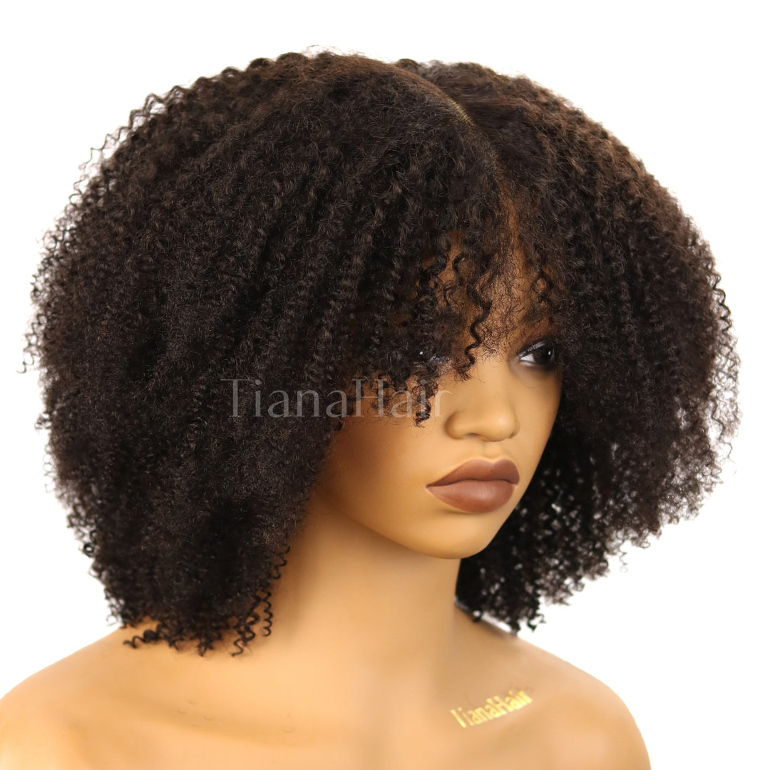 4x4/7x5 Lace Chestnut Muse Afro Coily Wig with Bangs Pre-Everything Wear Go Glueless Wig