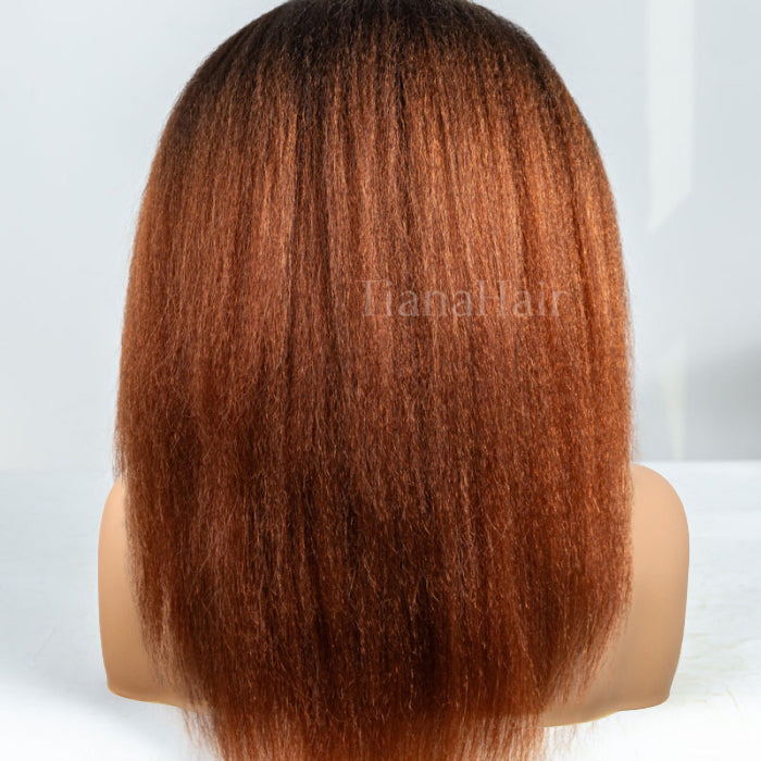 Perruque longue bouclée crépue sans colle sans dentelle 100 % cheveux humains