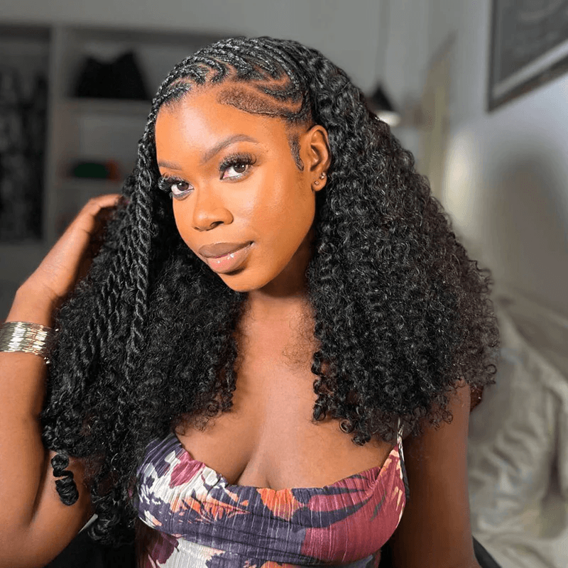 3 IN 1 HALF WIG Coily Curly Half Wig Seamless Flip Over Wig TianaHair