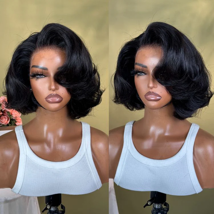 Pre-Max 13x4 Frontal Lace Loose Body Wave Short Bob Glueless Wig 100% Human Hair