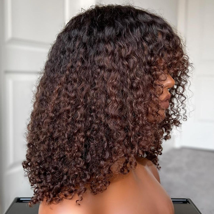 Perruque Afro Kinky Curly 6x4 pré-assemblée et transparente en dentelle sans colle