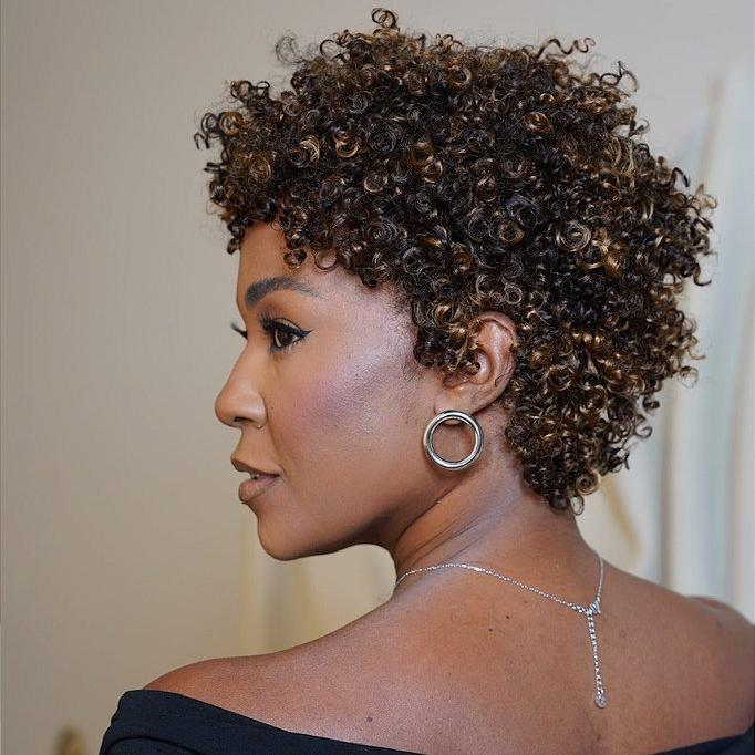 P2/27 Light Blonde Highlights Afro Curls Short Curly Glueless Wig