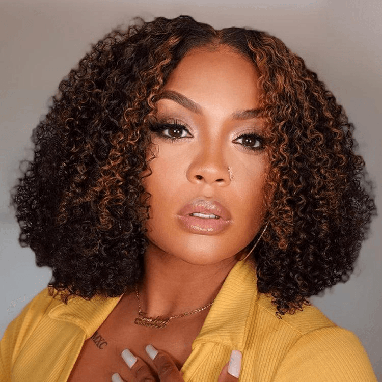 4C Edges Brown Highlight Afro Curly 6x4 Lace Pre-Everything Wear And Go Glueless Wig TianaHair