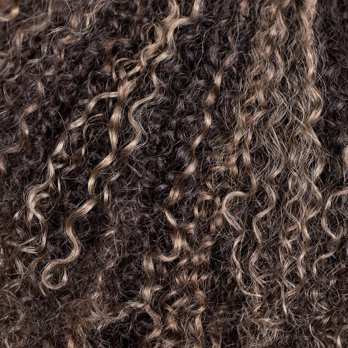 3 IN 1 HALF WIG Highlight Brown Kinky Curly Half Wig Draw-strings Flip Over Wig