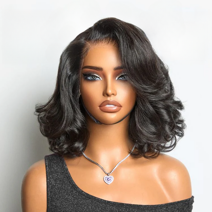 Pre-Max 13x4 Frontal Lace Loose Body Wave Short Bob Glueless Wig 100% Human Hair