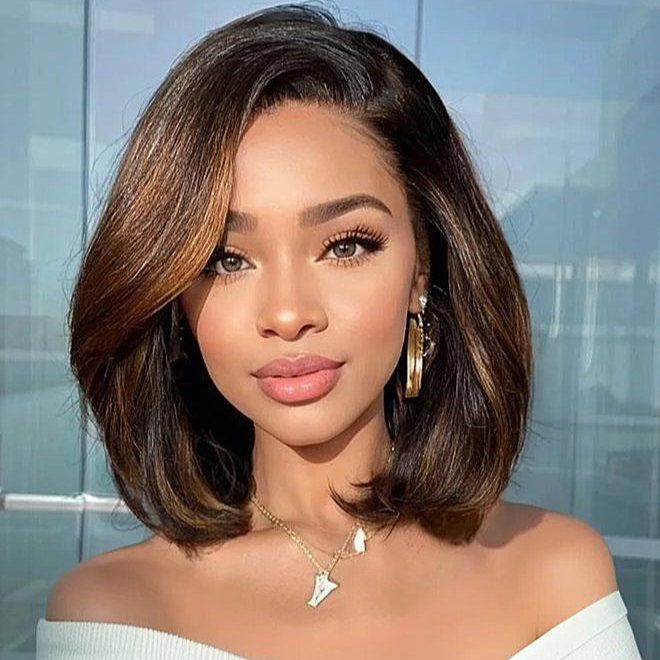 4x4/7x5 Lace Hazel Sleek Straight Glueless  Bob Wig 100% Human Hair