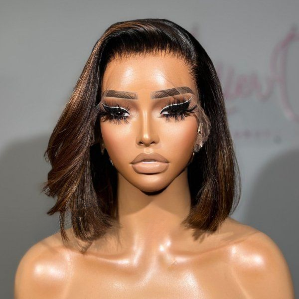 4x4/7x5 Lace Hazel Sleek Straight Glueless  Bob Wig 100% Human Hair